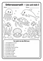 Vorschau - Arbeitsblätter - Lesen und malen zum Thema Unterwasserwelt - Seite 2