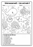 Vorschau - Arbeitsblätter - Lesen und malen zum Thema Unterwasserwelt - Seite 3