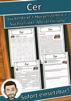 Vorschau - Unterrichtsreihen - Cer Lückentext mit Wortspeicher Hörverstehen und Suchsel - Deckblatt