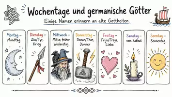 Vorschau - Arbeitsblätter - Arbeitsblätter "Was haben unsere Wochentage mit germanischen Göttern zu tun?" + Lösung & MP3 + Infografik - Seite 1