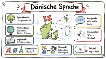 Vorschau - Arbeitsblätter - AB mit Fragen zum Thema "Dänische Sprache" + Lösungsblatt + Infografik - Seite 1
