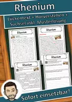 Vorschau - Unterrichtsreihen - Rhenium Lückentext mit Wortspeicher Hörverstehen und Suchsel - Deckblatt