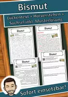 Vorschau - Unterrichtsreihen - Bismut Lückentext mit Wortspeicher Hörverstehen und Suchsel - Deckblatt