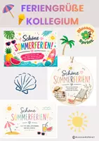 Vorschau - Mal- und Bastelvorlagen - Feriengrüße Kollegium Sommerferien - Deckblatt