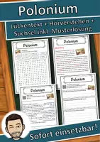 Vorschau - Unterrichtsreihen - Polonium Lückentext mit Wortspeicher Hörverstehen und Suchsel - Deckblatt