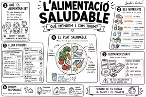 Vista previa - Hojas de trabajo - La alimentación saludable | Mapa visual bilingüe (castellano + valenciano) | Ciencias Naturales 6º Primaria. - página 1