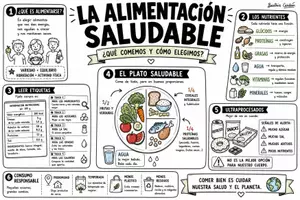 Vista previa - Hojas de trabajo - La alimentación saludable | Mapa visual bilingüe (castellano + valenciano) | Ciencias Naturales 6º Primaria. - Portada