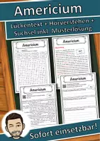 Vorschau - Unterrichtsreihen - Americium Lückentext mit Wortspeicher Hörverstehen und Suchsel - Deckblatt