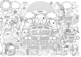 Vorschau - Mal- und Bastelvorlagen - XXL Klassen-Poster Capybara Gemeimschaftsposter zum Ausmalen (inkl.Lehrerhinweise) - Deckblatt
