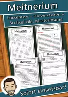Vorschau - Unterrichtsreihen - Meitnerium Lückentext mit Wortspeicher Hörverstehen und Suchsel - Deckblatt
