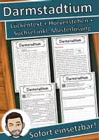 Vorschau - Unterrichtsreihen - Darmstadtium Lückentext mit Wortspeicher Hörverstehen und Suchsel - Deckblatt