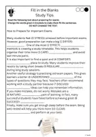 Vorschau - Arbeitsblätter - Fill in the Blanks - Exams and Study Tips - Seite 1