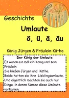 Vorschau - Text - Geschichte Umlaute: König Ü und Königin Ä - Deckblatt