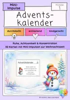Vorschau - Spiele - Adventskalender Grundschule Klasse 1 | Ruhe, Achtsamkeit, Konzentration · 30 Mini-Impulse zu Weihnachten - Deckblatt