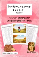 Vorschau - Arbeitsblätter - Lesespaziergang Herbst – differenziertes Leseverstehen mit Bildkarten & Lösungswort (Deutsch Klasse 1, 2, 3) - Deckblatt