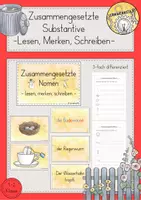 Vorschau - Arbeitsblätter - zusammengesetzte Nomen Klasse 1/2 Lesen-Merken-Schreiben - Deckblatt