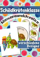 Vorschau - Mal- und Bastelvorlagen - Schildkrötenklasse - Wand- und Türdeko | Klassenraumdekoration (Klassentier) - Deckblatt