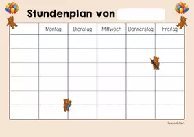 Vorschau - Arbeitsblätter - Bärenklasse - Stundenplan (Klassentier) - Seite 2