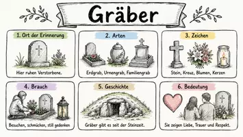 Vorschau - Arbeitsblätter - AB mit Fragen zum Thema "Grab" + Lösungsblatt + Infografik - Seite 1