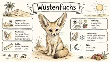 Vorschau - Arbeitsblätter - Arbeitsblatt "Wüstenfuchs" + Onlineübung & MP3 + Infografik - Seite 1