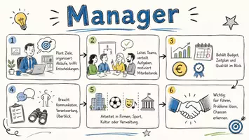 Vorschau - Arbeitsblätter - AB mit Fragen zum Thema "Manager" + Lösungsblatt + Infografik - Seite 1