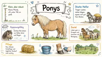 Vorschau - Arbeitsblätter - Lernplakat + AB mit Fragen zum Thema "Pony" + Lösungsblatt + Infografik - Seite 3