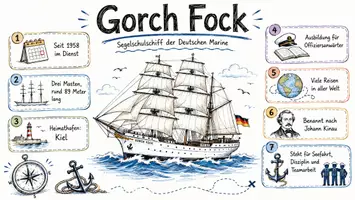 Vorschau - Arbeitsblätter - AB mit Fragen zum Thema "Gorch Fock" (Schiff) + Lösungsblatt + Infografik - Seite 1