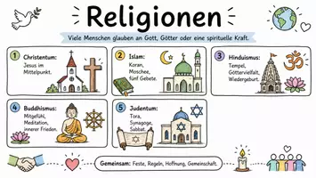Vorschau - Arbeitsblätter - Arbeitsblatt "Religion" + Onlineübung & MP3 + Infografik - Seite 1