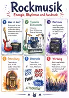 Vorschau - Arbeitsblätter - Lernplakat + Arbeitsblätter zum Thema "Rockmusik" + Lösung & Fragen & MP3 + Mindmap + Infografiken - Deckblatt