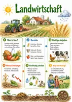 Vorschau - Arbeitsblätter - Lernplakat & Arbeitsblätter zum Thema "Landwirtschaft" + Lösung & MP3 + Mindmap + Infografiken - Deckblatt