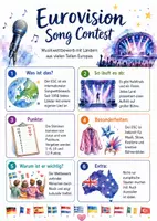 Vorschau - Arbeitsblätter - Lernposter + Arbeitsblätter zum Thema "Eurovision Song Contest" + Lösung & MP3 + Mindmap + Infografik - Deckblatt