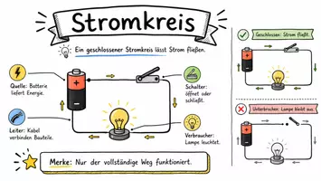 Vorschau - Arbeitsblätter - AB mit Fragen zum Thema "Stromkreis" + Lösungsblatt + Infografik - Seite 1