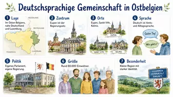 Vorschau - Arbeitsblätter - AB mit Fragen zum Thema "Deutschsprachige Gemeinschaft in Ostbelgien" + Lösungsblatt + Infografiken - Seite 1