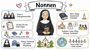 Vorschau - Arbeitsblätter - Lernplakat + AB mit Fragen zum Thema "Nonnen" + Lösungsblatt + Infografik - Seite 2