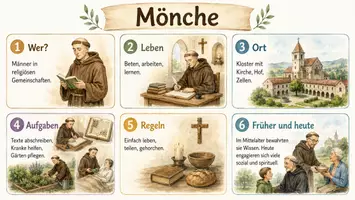 Vorschau - Arbeitsblätter - Arbeitsblatt "Mönche" + Onlineübung & MP3 + Infografik - Seite 2