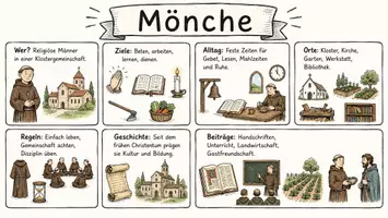 Vorschau - Arbeitsblätter - Arbeitsblätter zum Thema "Mönche" + Lösung & MP3 + Infografik - Seite 1