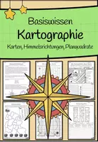Vorschau - Arbeitsblätter - Basiswissen - Kartographie (Kartenaufbau, Himmelsrichtungen, Lagebestimmung mit Planquadrate) - Deckblatt