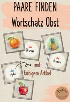 Vorschau - Spiele - Paare finden: Wortschatz Obst - DaZ - Deckblatt