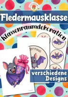 Vorschau - Mal- und Bastelvorlagen - Fledermausklasse - Wand- und Türdeko | Klassenraumdekoration (Klassentier) - Deckblatt