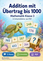 Vorschau - Arbeitsblätter - Addition mit Übertrag bis 1000 | Mathematik Klasse 3 | 6 Arbeitsblätter als PDF - Deckblatt