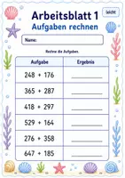 Vorschau - Arbeitsblätter - Addition mit Übertrag bis 1000 | Mathematik Klasse 3 | 6 Arbeitsblätter als PDF - Seite 1