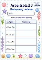 Vorschau - Arbeitsblätter - Subtraktion mit Übertrag bis 1000 | Mathematik Klasse 3 | 6 Arbeitsblätter als PDF - Seite 3