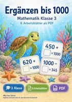 Vorschau - Arbeitsblätter - Ergänzen bis 1000 | Mathematik Klasse 3 | 6 Arbeitsblätter als PDF - Deckblatt