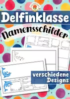Vorschau - Mal- und Bastelvorlagen - Delfinklasse - Namensschilder (Klassentier) - Deckblatt