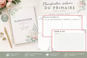 Aperçu - Manuel scolaire - French Planificateur scolaire du primaire 2026-2027 Planner - Page de couverture