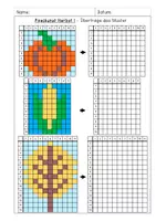 Vorschau - Arbeitsblätter - Pixelkunst Herbst - Geometrie, Kunst Wahrnehmung - Seite 1