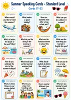 Vorschau - Arbeitsblätter - End of the Year: Summer Speaking Cards - Sprechanlässe Klasse 7/8 - Seite 1