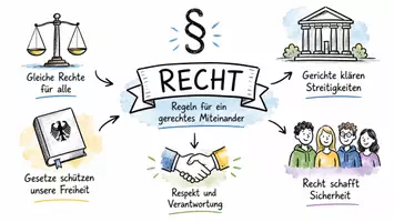 Vorschau - Arbeitsblätter - Arbeitsblatt "Recht" + Onlineübung & MP3 + Mindmap + Infografik - Seite 1