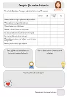 Vorschau - Arbeitsblätter - Zeugnis für meinen Lehrer und meine Lehrerin - Seite 1