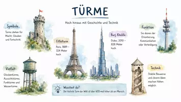 Vorschau - Arbeitsblätter - Arbeitsblätter zum Thema "Türme" + Lösung & MP3 + Infografik - Seite 3